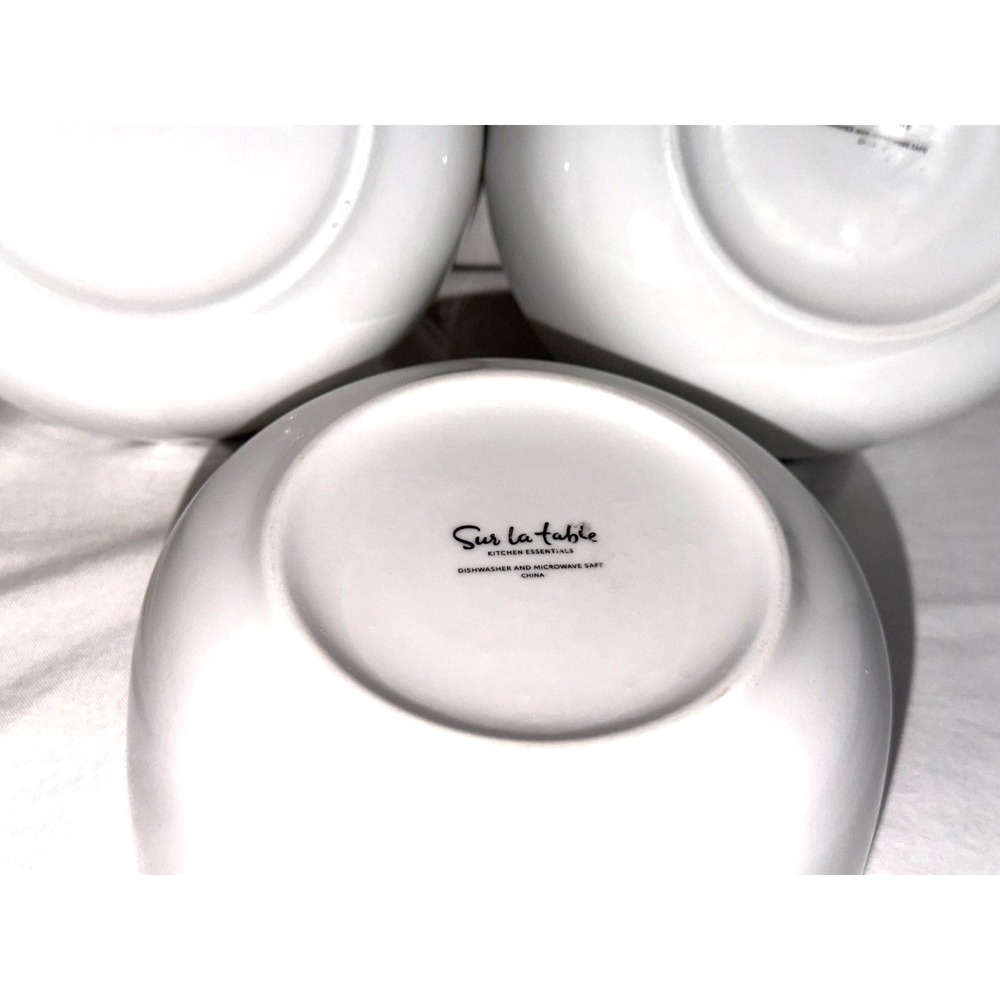 Sur La Table Fine Ceramic Cereal Bowls Set of 3 5.75" White With A Black Rim - Picture 6 of 6